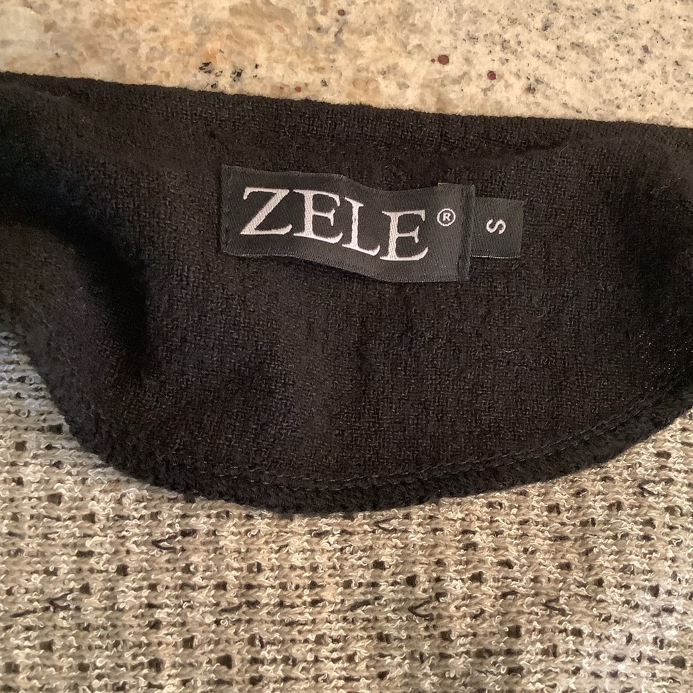 Zele Black and Tan Cardigan Sweater Size Small Button Flax & Cotton - Picture 6 of 11